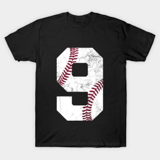 9th Birthday Baseball Boys Kids Nine T-Shirt